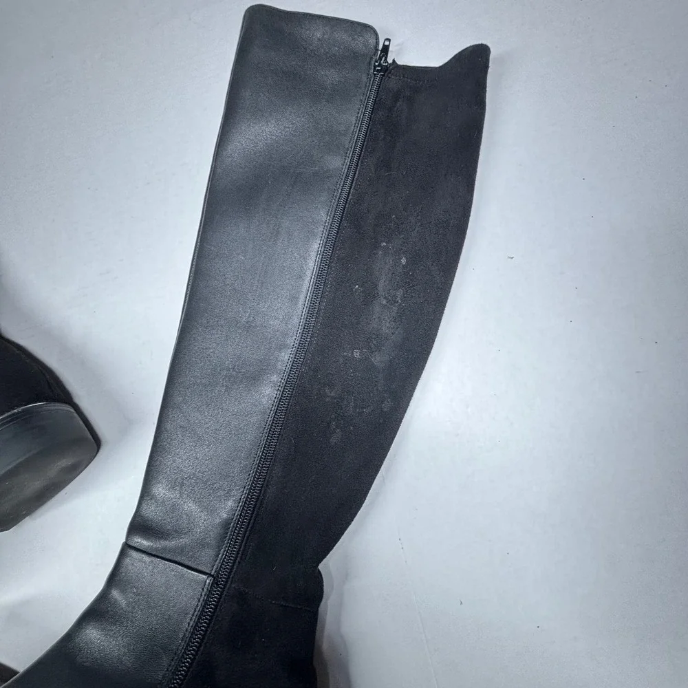 Alfani Ludlowe Black Leather Suede Tall Riding Boots Womens 9 Military Over Knee